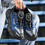 LZDZN2022年新款旋钮扣自动收紧男鞋全掌气垫跑步跑鞋百搭运动不系鞋带 黑蓝 41