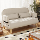 原声原代两用沙发床实木双人位沙发折叠床布艺单人床小户型两人沙发椅躺椅 沙发床（乳胶款）米白色 宽105cm（2个抱枕）