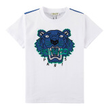 高田贤三 KENZO KIDS 奢侈品童装 男童白色棉质虎头刺绣T恤 KN10708 01 6A/6岁/116cm