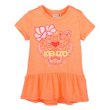 高田贤三 KENZO KIDS 奢侈品童装 女童橙色混纺短袖虎头连衣裙 KN30148 79 6A/6岁/116cm