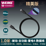 WERO 英特尔认证全能40G 100W240W真雷电4兼容雷电3/USB4/3显示器8K音频数据线 1.0米-40G-240W-雷电4-精英版-黑色