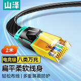 山泽八类万兆网线电竞级网络扁平跳线CAT8纯铜双屏蔽8芯双绞电脑宽带连接黑色2米 BX8020H
