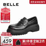 百丽厚底正装德比鞋男一脚蹬商务乐福皮鞋A1696DM4 黑色 39 (245mm)