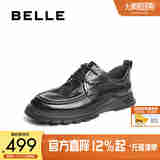 百丽质感商务鞋男2025新款秋季牛皮革厚底爸爸鞋休闲皮鞋A2046CM5 黑色 39 (245mm)