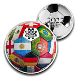 2022年世界杯足球纪念银章 独特3D下凹弧形设计 【中国钱币】
