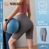 日高（NIKKO）网红瑜伽短裤女性感显瘦健身裤弹力紧身运动五分裤高腰 海岩灰 S