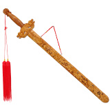 普生缘 龙腾盛世桃木剑挂件1米道士剑 1米精雕 (花开富贵)