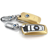 SAIBON 适用于2018款宝马钥匙扣新5系新3系320li1系7系新X1X35真皮钥匙 智能款亮面带钻-土豪金 宝马X3 X4 新X1 X5 X6 528iGT