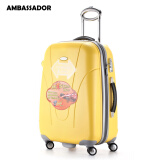 Ambassadorambassador大使拉杆箱20英寸ABS密码锁磨砂托运万向轮扩展行李箱 黄色 29英寸超大容量<