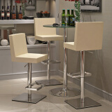 屋之宝现代简约吧椅升降 时尚皮质吧台椅高脚椅 米色优质定型吧椅（单个）-圆形