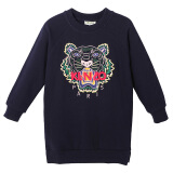 高田贤三 KENZO KIDS 奢侈品童装 女童海军蓝棉质运动衫虎头连衣裙 KM30038 04 3A/3岁/98cm