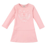 KENZO KIDS 高田贤三 奢侈品童装 女童粉色混纺虎头刺绣连衣裙 KM30027 33 2A/2岁/86cm