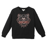 KENZO KIDS 高田贤三 奢侈品童装 男童黑色棉质虎头刺绣图案长袖卫衣 KM15048 29 8A/8岁/128cm