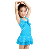 英发（YINGFA） 儿童游泳衣中大小女童保守连体裙玩水女孩学生泳装女 蓝色 XL
