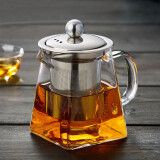 牧汀  透明玻璃公道杯带不锈钢茶漏家过滤茶网 茶海滤茶器分茶器 茶壶带盖 550ml