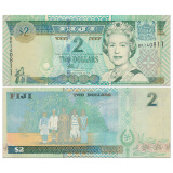 大洋洲-全新UNC 斐济纸币 2002年 英女王钱币收藏套装 已退出流通 2元 P-104 单张