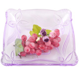 欧式塑料方形水果盘 加厚干果盘大果盘糖果盘零食盒 树叶方形紫色