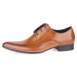 WOUFO男士正装皮鞋 英伦尖头商务男鞋 透气英伦休闲鞋牛皮男士婚鞋 棕色111-56 38