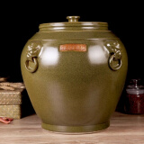 奋行陶瓷景德镇陶瓷带盖米缸米桶茶叶末油缸酒坛缸水缸50斤100斤200斤 狮耳罐30斤