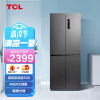 TCL 406升石墨灰十字四门超薄精细分区养鲜冰箱  一级能效双变频 精细储鲜 33dB轻音节能 大容量