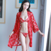 蕾丝睡衣女夏性感睡裙套装透明睡袍薄款情趣诱惑内衣 红色 均码（80-130斤）