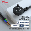 TOWE同为三芯国标10A自接线裸尾线插头带线电源线1.0平方2米线 TW-F-10G10 2M