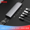 MIIIW 米物Type-C七合一拓展坞HUB分线转接头转换器HDMI/USB/SD卡TF卡PD充电口100W鸿蒙安卓笔记本电脑