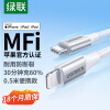 绿联（UGREEN） MFi认证苹果充电线数据线PD27W/20W通用iPhone14/12/11手机平板Type-C to Lightning充电器0.5米