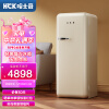 哈士奇(HCK) 复古圆弧冰箱单门一级能效冷冻冷藏家用静音厨房办公室宿舍 BC-130GGA 日光黄