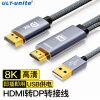 ULT-unite HDMI2.1转DP1.4转换线8K高清视频转换器转接头台式主机PS5笔记本电脑Displayport显示器连接线2米