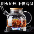 梵昇昱高硼硅玻璃茶壶大容量煮茶壶家用泡茶壶凉白开冷水壶围炉煮茶壶 竹盖壶-1000ml