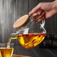 梵昇昱高硼硅玻璃茶壶大容量煮茶壶家用泡茶壶凉白开冷水壶围炉煮茶壶 竹盖壶-1000ml