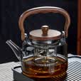 乐卡利玻璃煮茶壶耐高温提梁壶蒸煮一体过滤泡茶壶可明火电陶炉烧水壶 复古蒸煮一体茶壶【烟灰色】 1000ml