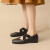 达芙妮（DAPHNE）玛丽珍鞋女款2024夏季新款复古绑带平底浅口单鞋方头芭蕾舞鞋女 AD533091黑色 35