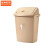 京洲实邦 塑料大垃圾桶大号学校厨房办公室大容量商用无盖带盖 40L卡其色有盖