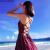 OVMATTU同款波西米亚长裙沙滩裙女海边度假裙吊带海滩裙显瘦性感露背连衣裙 酒红色 露背后系带 XL