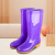 高筒雨鞋女防滑水鞋女士长筒时尚雨靴牛筋底套鞋成人防 鹿-紫色中筒-加厚款(无绒) 36