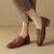 卡萨罗澳（KSSALOAO）品牌乐福鞋女2024新款时尚法式复古方头单鞋中跟粗跟小皮鞋 米白色 36