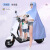 耀王 电动车雨衣PVC骑行车衣仪表透明男女电动自行车双人亲子雨披 亲子-天空蓝 均码 