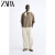 ZARA24新品 男装 浅棕色珠皮呢针织短袖休闲衬衫 3284424 730 浅棕色 M (180/96A)