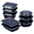 美式圆形900ml一次性餐盒打包盒700长方形黑色塑料快餐盒饭盒 长方形F750ML黑色150套