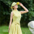 法劳格（VANCROUG） 品牌轻奢高尔夫服装女装套装夏季薄款透气防晒球衣百褶短裙高端高尔夫套装女 黄色上衣 XS