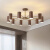 铜格格新中式客厅吊灯创意胡桃木纹色现代简约主卧室书房轻奢家用灯具 6头