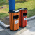 庄太太【镀锌板塑木黄色】户外垃圾桶室外拉圾筒环卫分类环保垃圾箱果皮箱