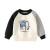 TEDDY ISLAND春季新款男童圆领套头卫衣儿童卡通拼色袖外套女小童卫衣春款 米白色大象卫衣 110cm