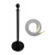 月桐（yuetong）圆球黑色礼宾杆含绒绳 YT-D0424 含黑色杆+金钩灰色绒绳 950×320×51mm 1套