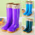 迪寇（Di Kou）高筒防滑加绒棉防水鞋桶胶鞋水靴女厨房保暖冬季 紫色中筒-加厚款加绒款 37