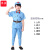 谋福 演出服志表演服 长征合唱服装 蓝色红军短袖套装 160cm 