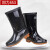 女式中筒雨鞋 PVC防滑防水中筒雨靴 牛筋底劳保雨靴 黑色 853中筒靴/37