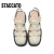 思加图夏季复古猪笼鞋编织粗跟罗马凉鞋女鞋A7711AH2 米黄 38
